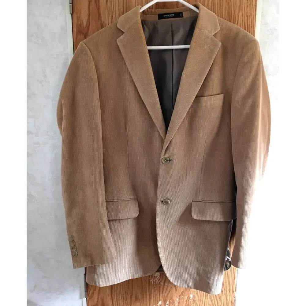 Vintage Dockers Tan Corduroy Blazer 38R Old Money Grandpa Core Fall Academia
